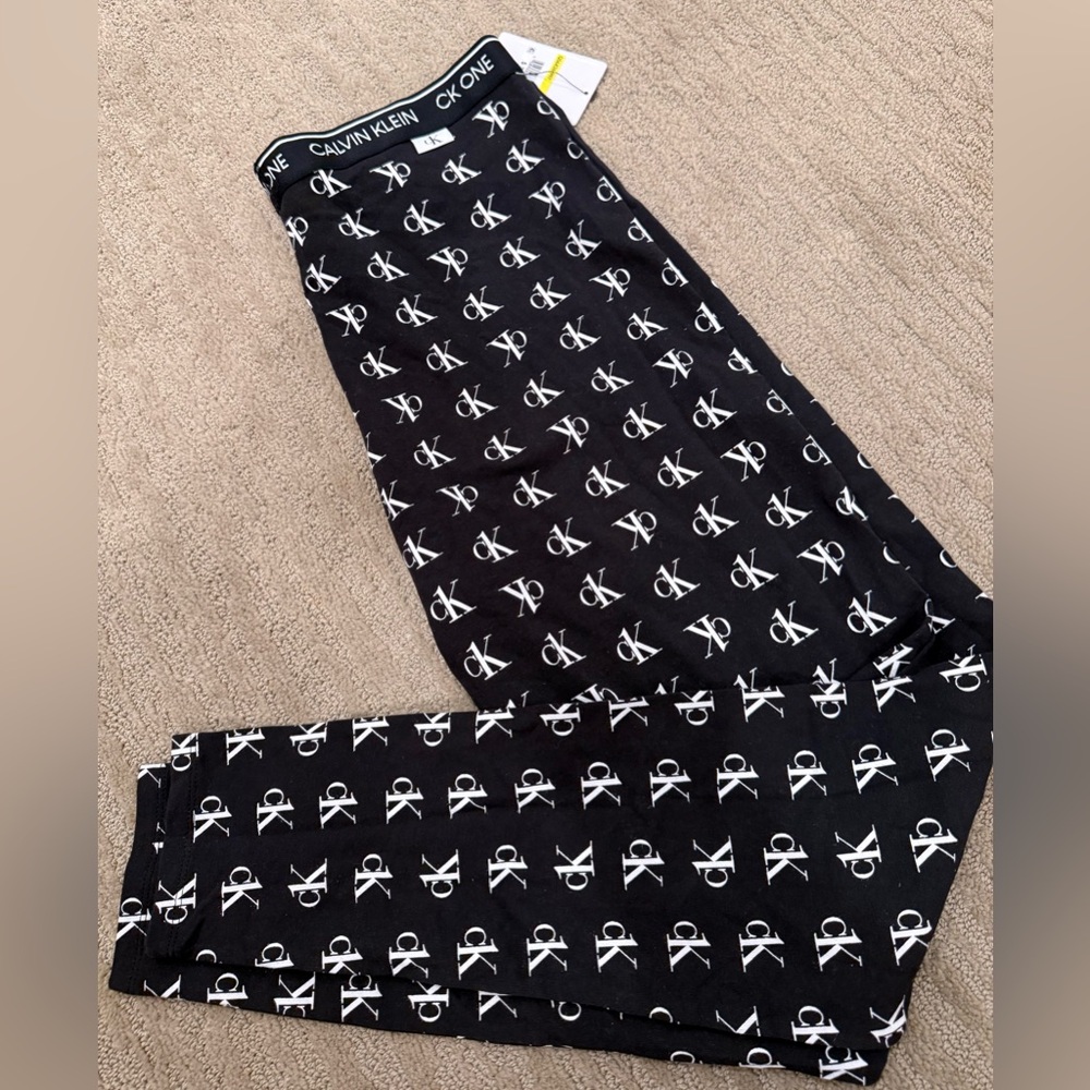 Calvin Klein Black Pajama Pants with Logo Waistband
